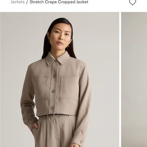 Quince Stretch Crepe Cropped Jacket, small- Morel